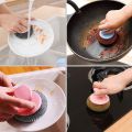 1pcs Stainless Steel Scrubber Metal Sponge Steel Scouring Pad Wire Pot Brush with Handle Kitchen Cleaning Brush for Home Dish, Pots, Coffee Maker, Bowl,etc. 