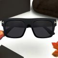 Tomford 22011 Korean Trendy Classic Unique Design Viral Tiktok Flat Black Fullrim Square Sunglasses For Unisex. 