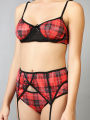 Fancyra Women Elegant Lingerie Tease Sophie Plaid Set with Stocking. 
