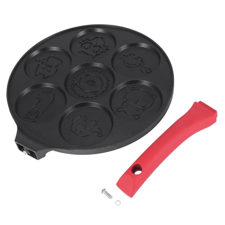 FORIDE%202X%20Pancake%20Maker%20-%20Non-Stick%20Pancake%20Pan%20Griddle%20Grill%20Pan%20Mini%20Crepe%20Maker%207-Mold%20with%20Silicone%20Handle,%20Black%20Animal%20-%20Image%203