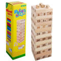 48-Piece Jenga Wooden Tumbling Tower Game with Numbered Blocks & Dice – Educational Toy for Kids & Adults, Family Game for Skill Development & Fun Nights. 