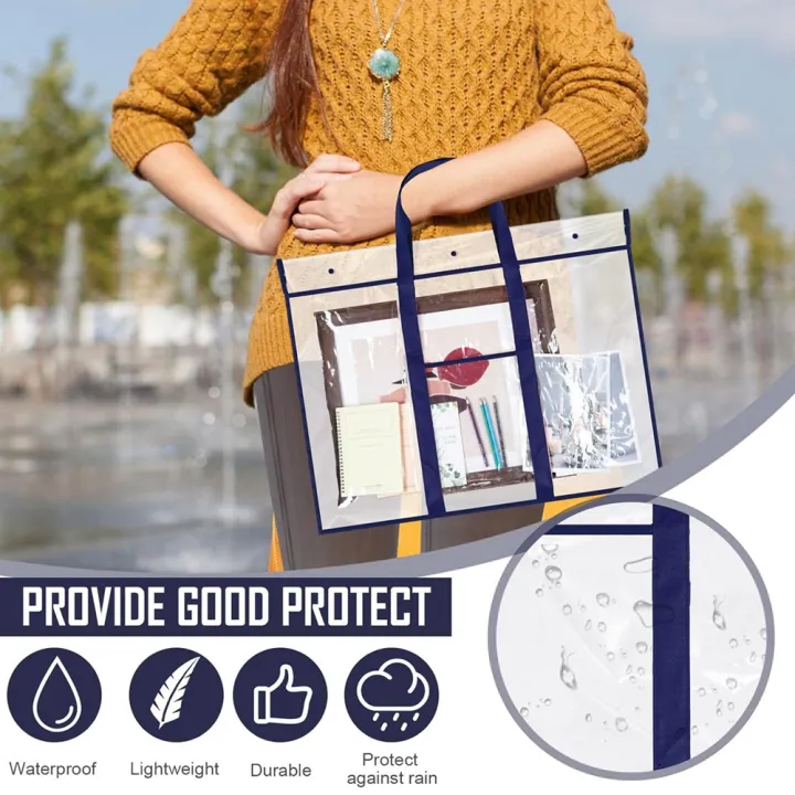 FORIDE%203%20Pack%20Large%20Poster%20Storage%20Bag%20Bulletin%20Board%20Holder%20Art%20PVC%20Folder%20with%20Pocket%20Transparent%20Art%20Portfolio%20Organizer%20-%20Image%203