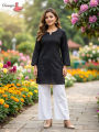 Aamayra Fashion House Black Coloured Chikan Kari Printed Short Kurti For Women. 