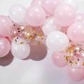 Pink Theme Balloon Backdrop set with White & Golden Balloons. 
