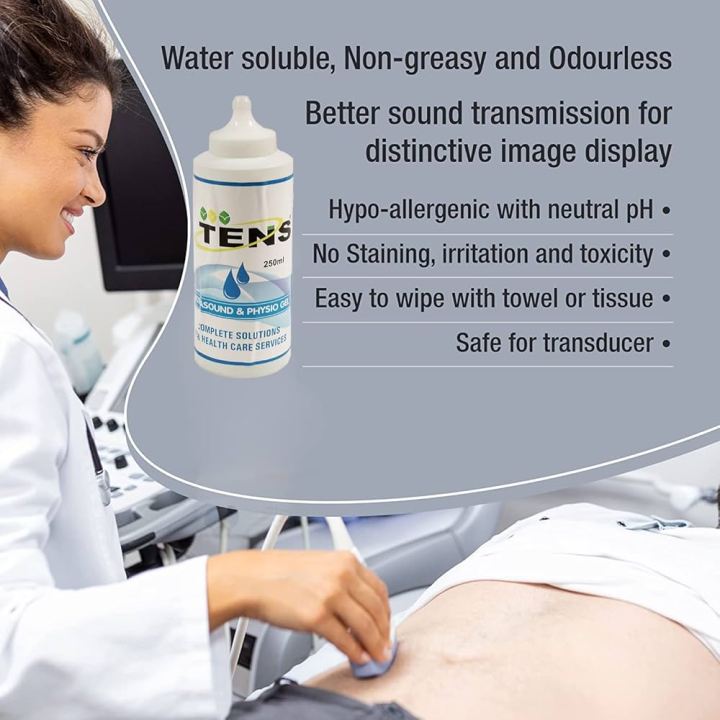TENS-Ultrasonic Gel for Ultrasound/ECG/Physiotherapy Gel Pack of 3 each 250 ml
