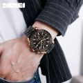 SKMEI 9253 Men's Top Luxury Chronograph Multifunction Stainless Steel Quartz Movement Watch - RoseGold. 