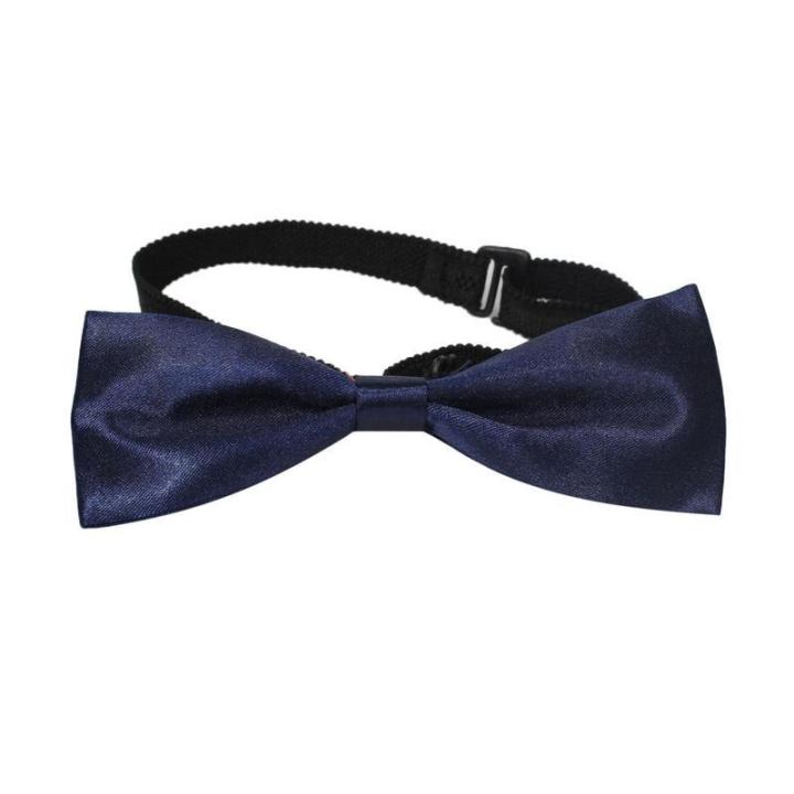 Dark Blue Solid Neck Bow Tie For Men