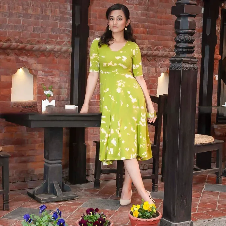 Creative%20Touch%20Lemon%20And%20White%20Patterned%20Cotton%20Mix%20One%20Piece%20Summer%20Dress%20For%20Women%20-%20Image%202