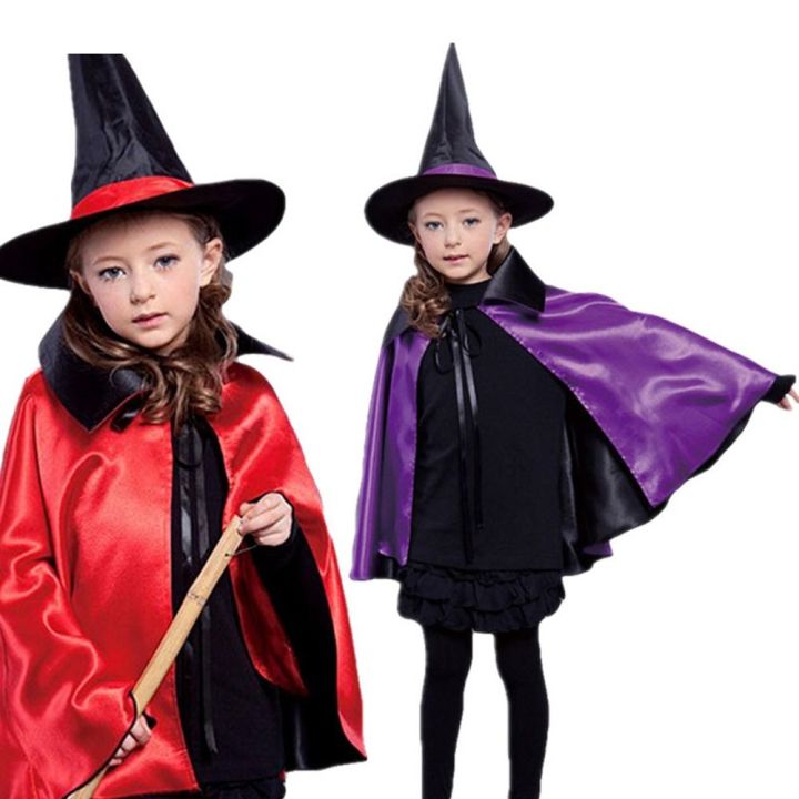 Creative Red Purple Halloween Witches Cloak Photo Props Performance ...