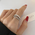 【Fresh designs】Fresh Ring 925 Silver Simple Round Beads Double Layer Student Open Finger Ring Trendy. 