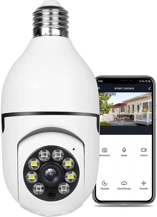 2.4GHz WiFi Light Bulb Security Camera with Indoor Security Camera | Night Vision |  Motion Detection