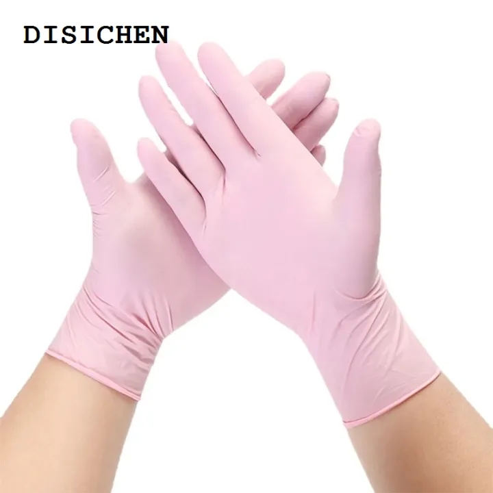 DISICHEN%20Fashion%2020/50/100PCS%20Pink%20Nitrile%20Gloves%20Disposable%20Latex%20Gloves%20Powder%20Free%20for%20Household%20Cleaning%20Beauty%20Salon%20Working%20Kitchen%20Gloves%20-%20Image%203