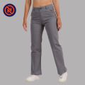 Nepster Dark Grey High Rise Stretchable Premium Straight Cotton Pants For Women. 