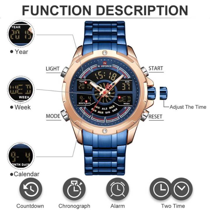 NAVIFORCE%20NF9170%20Dual%20Movement%20Digital%20Analogue%20Quartz%20Watch%20For%20Men%20-%20Rosegold/Blue%20%7C%20Fashion%20NaviForce%20Watch%20For%20Men%20-%20Image%205