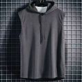 Men Cotton Hoodies Sleeveless Muscle Gym Sport Slim Vest Bodybuilding Hooded Hip Hop Streetwear Workout T-shirt. 