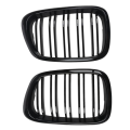 FORIDE 2X Glossy Black Front Hood Kidney Grille Grill Dual Line for E39 5-Series 525 528 1995-2004 51137005837 51137005838. 