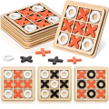 Montessori Wooden Tic Tac Toe Game - Mini Travel Board, Educational Toy for Baby & Toddlers, Interactive Puzzle for Family Fun, Party Games, Early Learning & Confidence Building. 