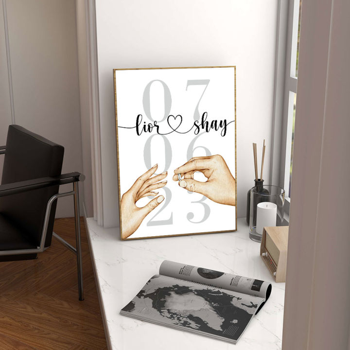 Lovers%20Personalized%20Poster%20Couple%20Names%20Date%20Custom%20Art%20Print%20Wedding%20Anniversary%20Wall%20Picture%20Canvas%20Painting%20Bedroom%20Decor%20-%20Image%204