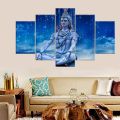 5 Piece Premium Quality HD Wall Art Picture Lord Shiva on Canvas for Living Room Decor Solid Wood Inner Frame. 