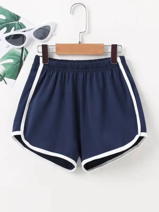 Girls%20Elastic%20Waist%20Contrast%20Binding%20Shorts%20-%20Image%203