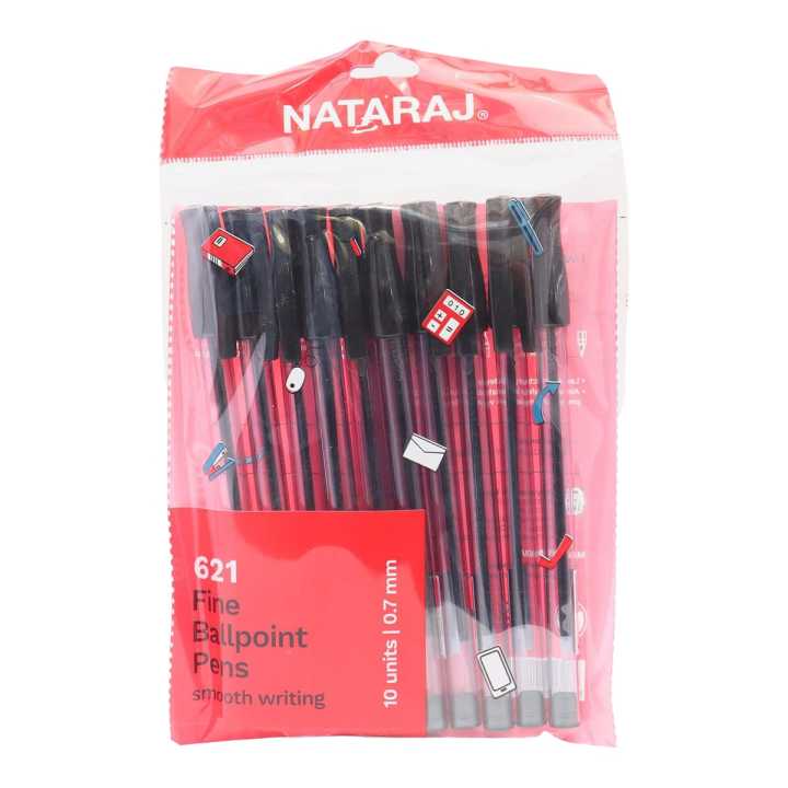 Nataraj Fine Ball Point Pens Smooth Writing (Black Ink ) Pack Of 10