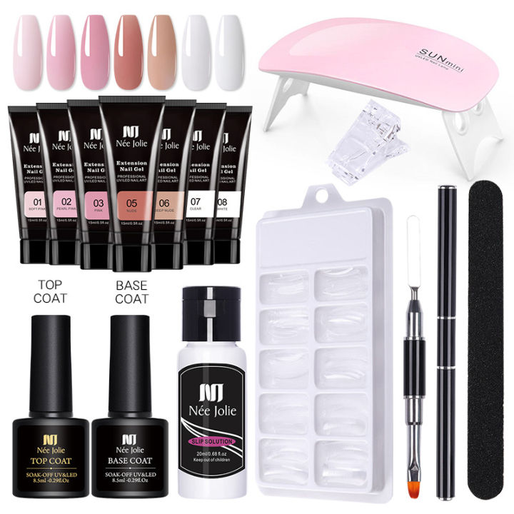 New Poly UV Gel Kit All for Manicure Gel Nail Extension Set Slip Solution Builder Acrylic Gel Polish Nail Art Tool Design Fingertips