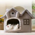Cute Plush Pet House With Detachable Cushion Washable Fluffy Dog Kennel Soft Pet Supplies Pet Bed Tent House. 