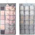 Closet Hanging Organizer with Mesh Pockets & Rotating Metal Hanger,Dual Sided Wall Shelf Storage Bags. 