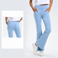 Women Crossover High Waisted Stretchy Bootcut Jeans Slim Fit Denim Yoga Leggings with Pockets Light Blue XXL. 
