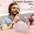 Mini karaoke machine with 2 wireless microphones and portable BT peakers. 