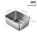 1PC Stainless Steel Refrigerator Food Storage Box With Plastic Lid Prepare Food Freshness Preservation Box Picnic Box Dounp. 