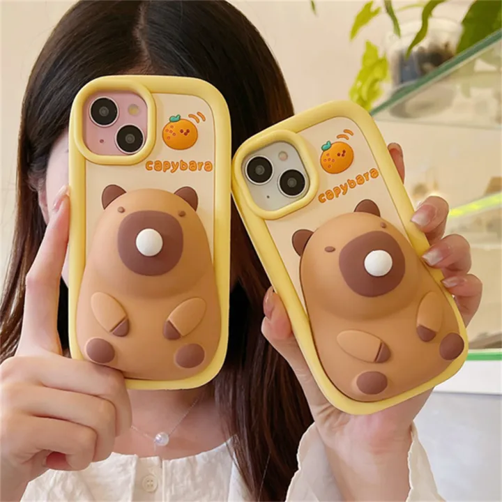 Cute%20Cartoon%20Capybara%20Squishies%20Phone%20Case%20For%20iPhone%2015%2013%2014%2012%2011%20Pro%20Max%20Blowing%20Bubble%20Lens%20Protection%20Soft%20Silicone%20Cover%20-%20Image%205