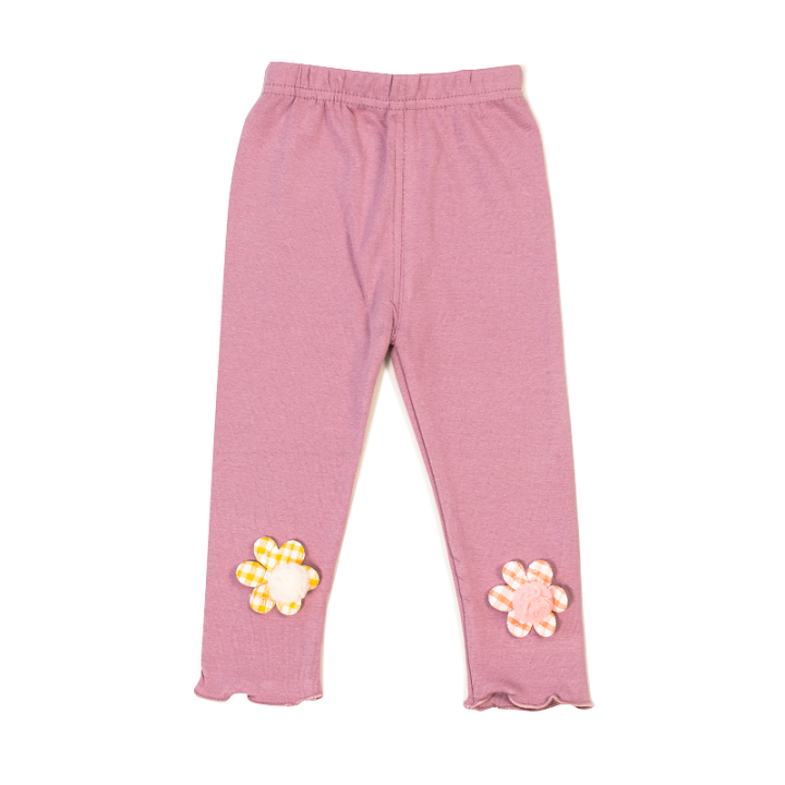 Baby Girl Flower Print Ruffled Pink Leggings