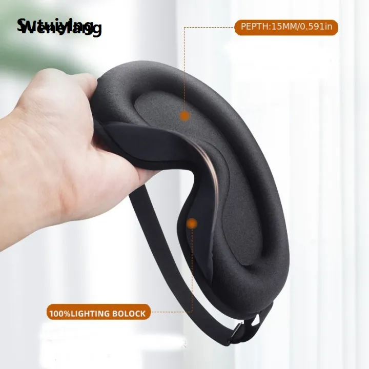 Wenefang%20Sutuiying%201pc%203D%20Contoured%20Cup%20Sleeping%20Mask,%20Breathable%20Black%20Blindfold,%20Bargain%20price%20Profesional%20Block%20Out%20Light,%20Sleep%20Goggles,%20Daily%20Necessities%20-%20Image%202