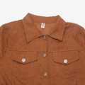 Brown Color Front Pocket Design Corduroy Crop Jacket For Girls. 