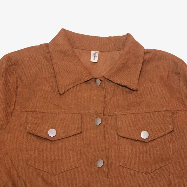 Brown%20Color%20Front%20Pocket%20Design%20Corduroy%20Crop%20Jacket%20For%20Girls%20-%20Image%203