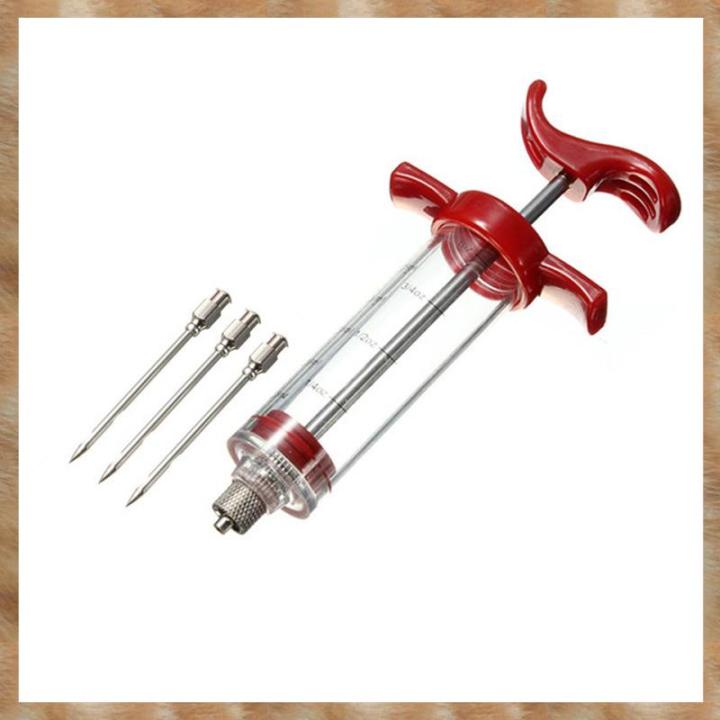 Kqueebee Meat Injector Syringe - 3 Marinade Injector Needles for BBQ Grill, Seasoning Injector for Meat , Easy to Use and Clean
