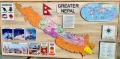 Greater Nepal Map Picture Craved in Wooden Frame Wall For School And Office. 