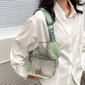 Suitable for teenagers adults, portable shoulder bag small clear clear bag PVC clear mobile phone stadium approved square bag waterproof adjustable shoulder strap. 