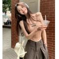 Solid color Women's sleeveless tops slim fit with chest pad summer women's vests Letter Design Chain shoulder strap. 