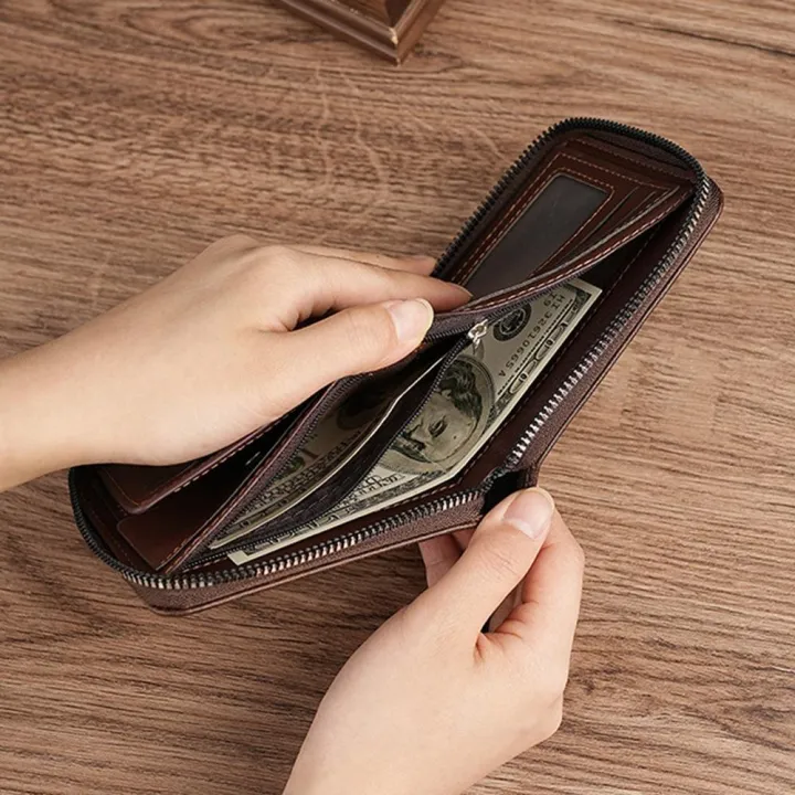 Zippered%20Men'S%20Wallet%20Convenient%20Fashion%20Multi-Card%20Holder%20Classic%20Retro%20Coin%20Purse%20for%20Fashion%20Use%20Gift%20For%20Men%20Travel%20-%20Image%203