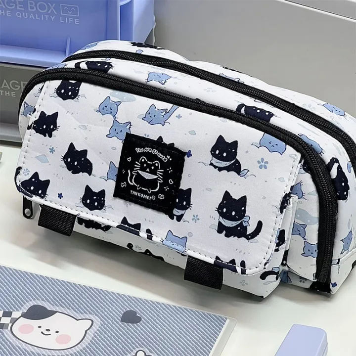 DUJU%20utensils%20storage%20student%20box%20office%20bag%20pencil%20case%20three-layer%20kawaii%20snow%20cat%20large%20capacity%20pencil%20case%20clip%20stationery%20school%20-%20Image%203