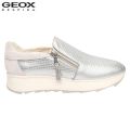 Geox Silver  Gendry A Pure Leather Sneaker Shoes For Women. 