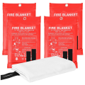 4 Piece Emergency Fire Blanket for Home Extinguishing Blanket White Fiberglass Fabric Fire Blankets for Home, Kitchen School Office, Car, and Grill. 