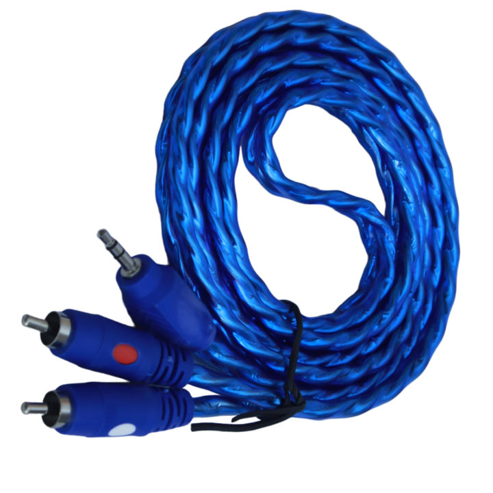 Super Quality 2-in-1 Audio Jack 3.5mm Stereo Male to Male RCA Speaker AUX Cable Cord 1.5 Meter for Tv, Av Receiver, Amplifier, Projector, Radio