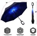 Windproof Upside Down Umbrella Reverse Double Layer FREE BAG Inside-Out C-Handle. 