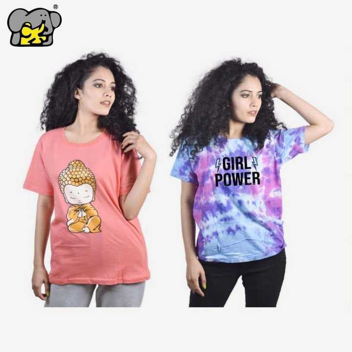 SHANGRI-LA Pack Of 2 Printed T-Shirt For Women - Fashion | T-Shirts For Women | Women's Wear | T-Shirts |