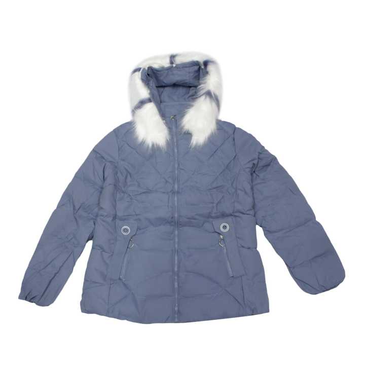 Blue Winter Jacket With Fur Inside For Women