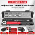 Adjustable Torque Wrench Set 1/4Inch Drive Spanner Kit 2-24N.m Hand Tool Bicycle Motorbike Car Repairing Accessory. 