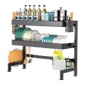 2 Layer Over The Sink Dish Drying Rack 72cm, Metal Dish Rack,Multi-Function Dish Rack Over Sink for Kitchen Counter. 